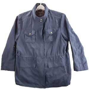 Vince Camuto Suede Jacket Womens 1X Blue Dark Wash Navy Style Coat Fill Zip